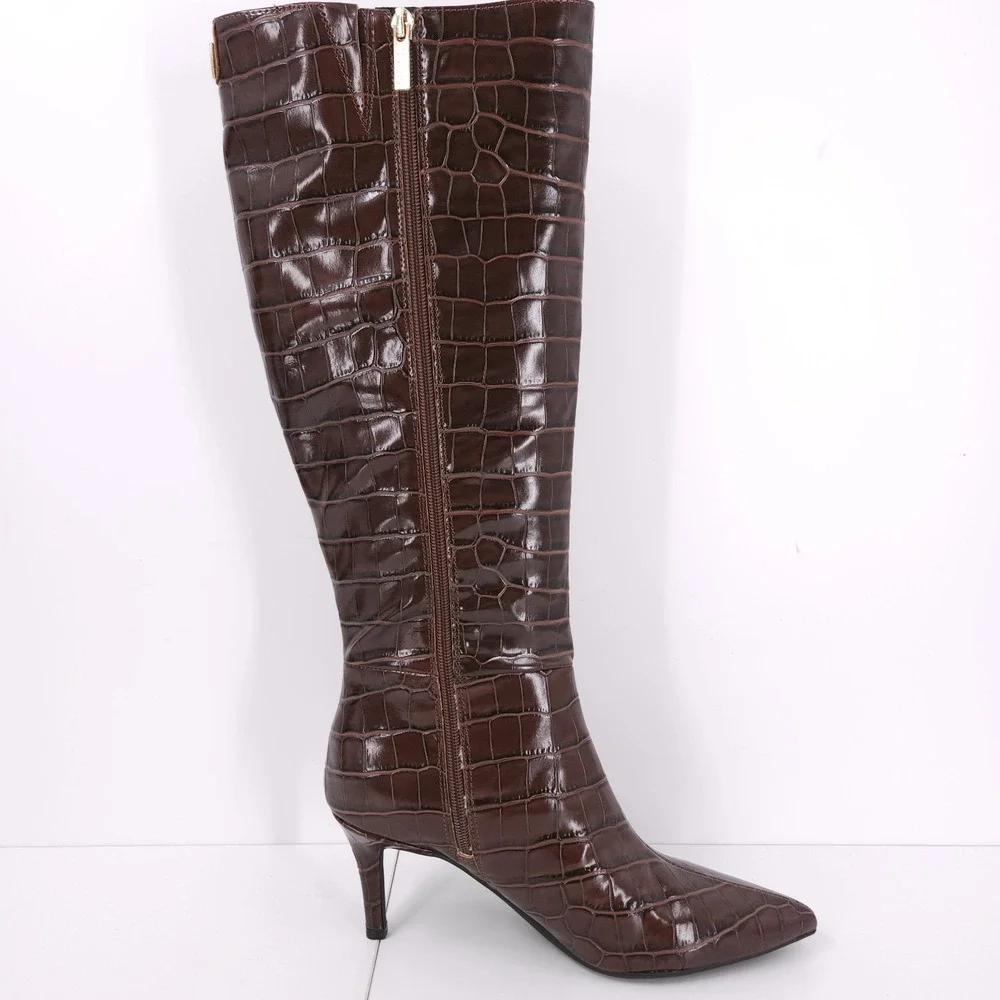 Guess Wayla Dark Brown Knee High Tall Pointed Toe Stiletto Boots Womens Size 8 M - Picture 11 of 15